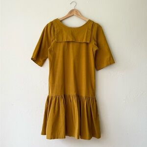 Delphine Bedient Marigold cotton corduroy sailor collar drop waist mini dress